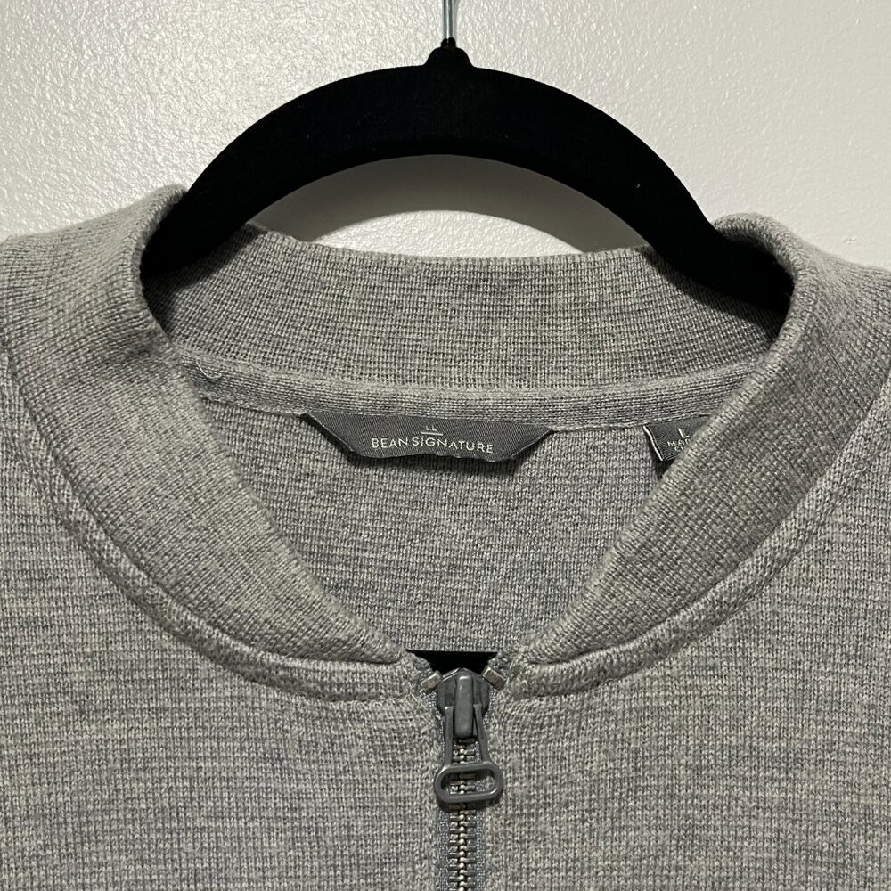 LL Bean Womens Merino Wool Full Zip Cardigan L Minimalist Normcore Layers Bomber - Picture 4 of 11